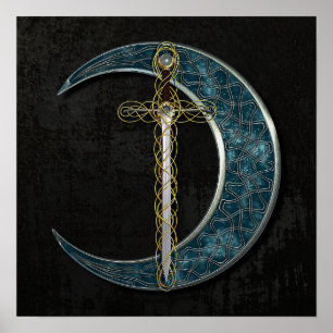 Celtic svärd och måne poster
