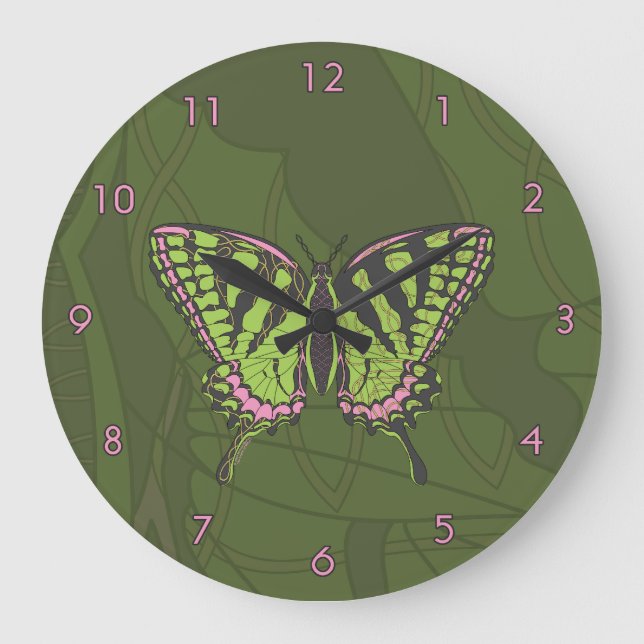 Celtic Swallowtail Clock Stor Klocka (Framsida)