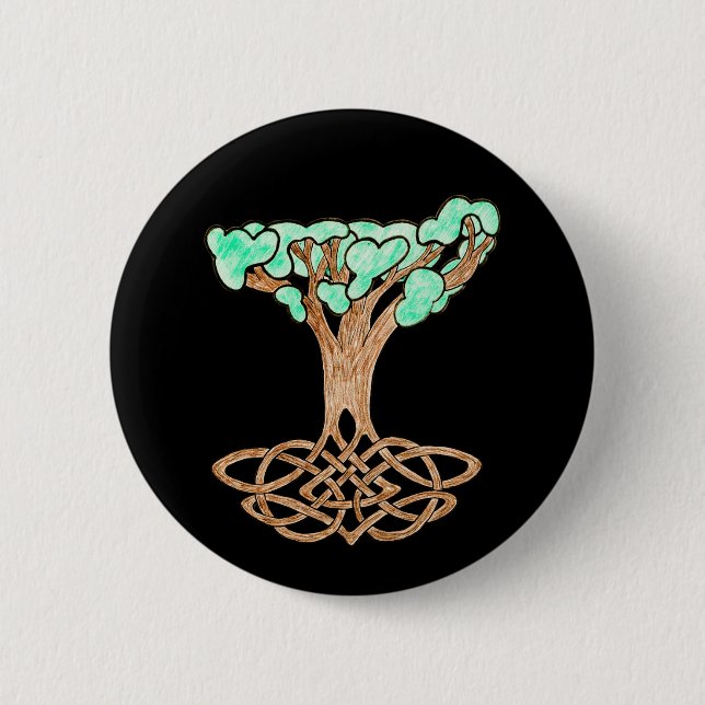 Celtic Träd Button-Pin Knapp (Framsida)