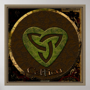 Celtic Tri-skellion & Antique Karta Irish Art Post Poster
