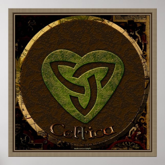 Celtic Tri-skellion & Antique Karta Irish Art Post Poster (Framsidan)