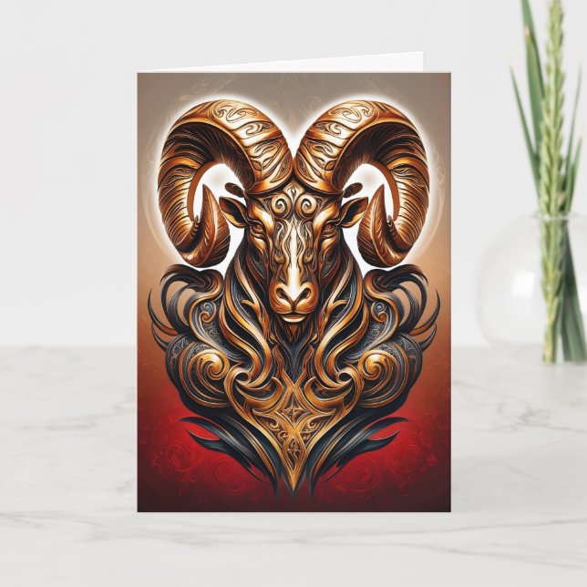 Celtic Tribal Aries Birthday Card Kort (Framsida)