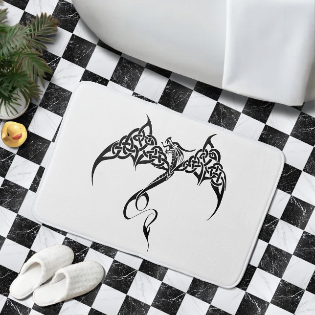 Celtic Tribal Dragon Black White Badrumsmatta (Skapare uppladdad)