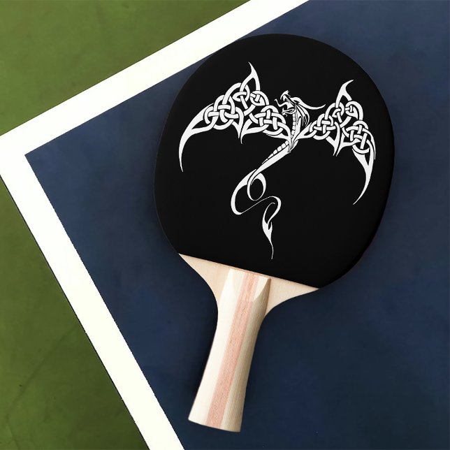 Celtic Tribal Dragon Black White Pingisracket (Skapare uppladdad)