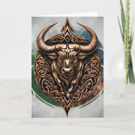 Celtic Tribal Taurus Birthday Card Kort