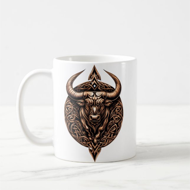 Celtic Tribal Taurus Zodiac Mug Kaffemugg (Vänster)