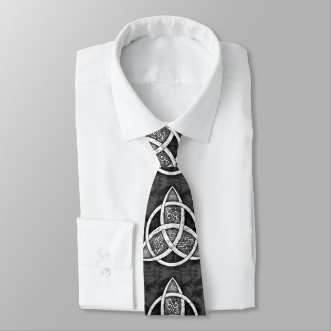 .Celtic Trinity Knot Black, Grått, White Tie Slips (Bunden)