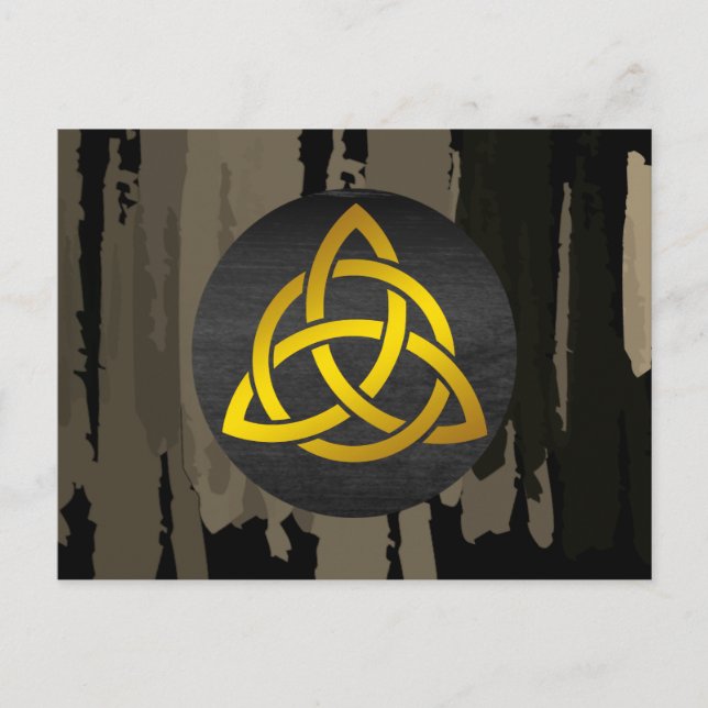 Celtic Trinity Knot Black Guld Watercolor Vykort (Framsida)