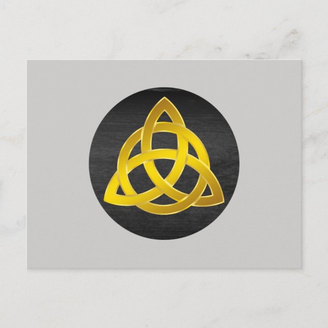 Celtic Trinity Knot Black Watercolor Guld Vykort (Framsida)