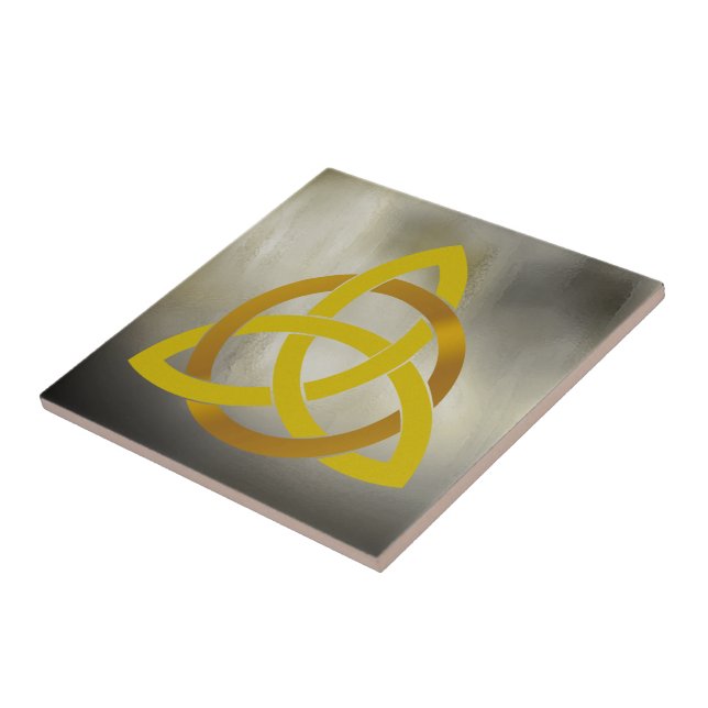 Celtic Trinity Knot Golden Circled Vintage Kakelplatta (Sidan)