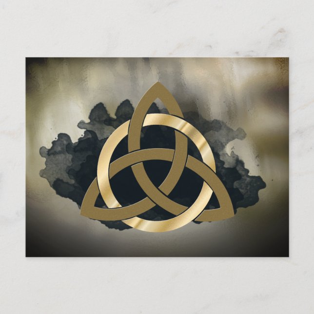 Celtic Trinity Knot Golden Watercolor Vykort (Framsida)