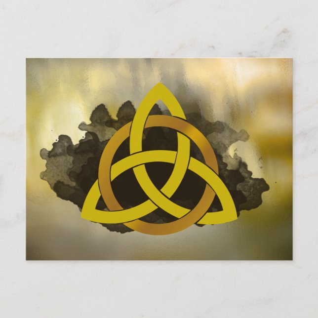 Celtic Trinity Knot Golden Watercolor Vykort (Framsida)