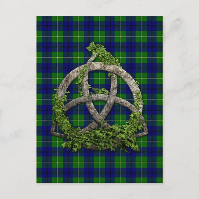Celtic Trinity Knot och Klan Johnston Tartan Vykort (Framsida)