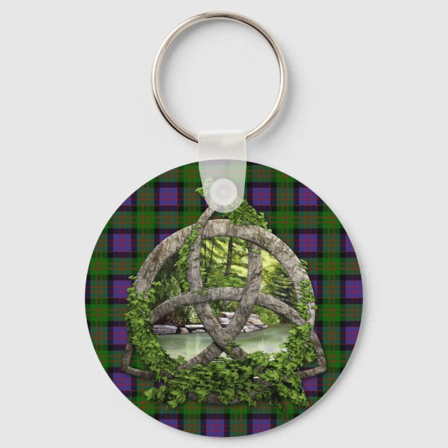 Celtic Trinity Knot och Klan MacDonald Tartan Nyckelring (Framsida)
