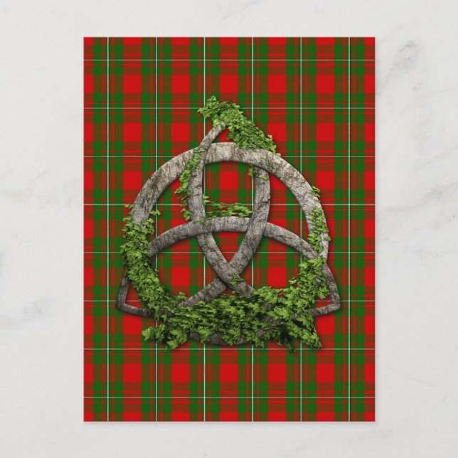 Celtic Trinity Knot och Klan MacGregor Tartan Vykort (Framsida)