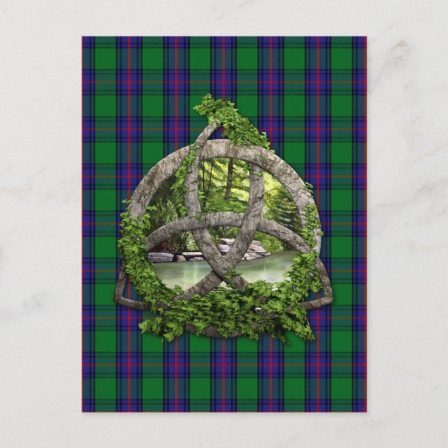 Celtic Trinity Knot och Klan Shaw Tartan Vykort (Framsida)