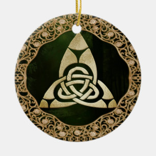 Celtic Trinity Knot on Forest Shadows Julgransprydnad Keramik