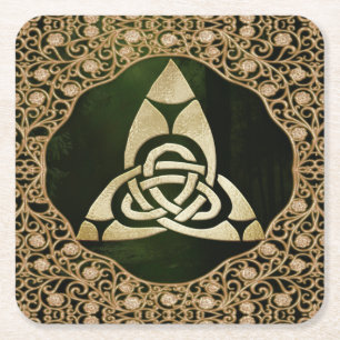 Celtic Trinity Knot on Forest Shadows Underlägg Papper Kvadrat