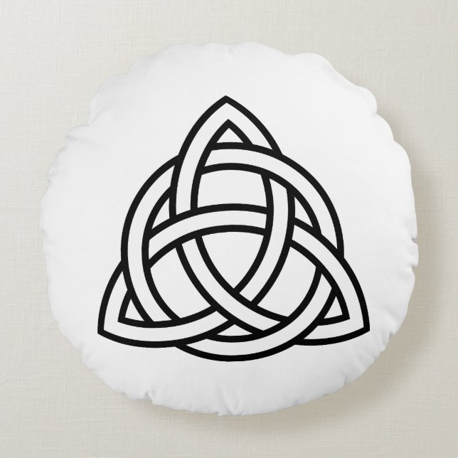 Celtic Trinity Knot Triquetra Symbol Dekorativ kud Rund Kudde (Framsidan)