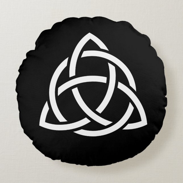 Celtic Trinity Knot Triquetra Symbol Rund Kudde (Framsidan)