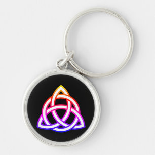 Celtic Trinity Knot Triquetra Symbol Rund Silverfärgad Nyckelring