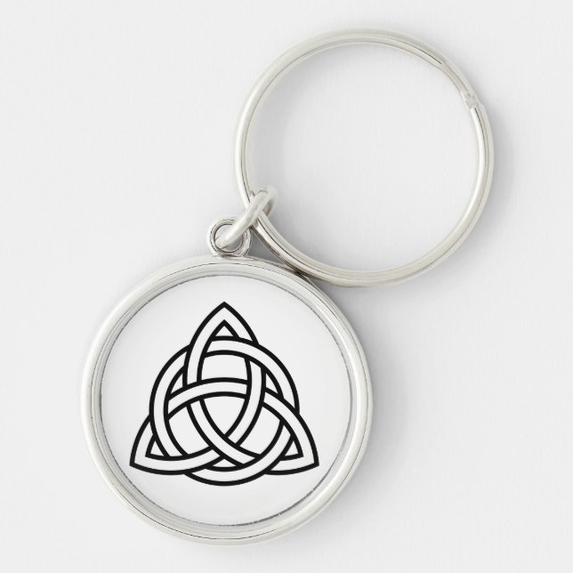Celtic Trinity Knot Triquetra Symbol Rund Silverfärgad Nyckelring (Framsidan)