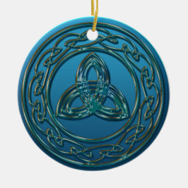 Celtic Trinityfnurra för antik metall i blåttgrönt Julgransprydnad Keramik