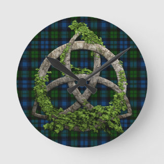 Celtic Trinityfnurra och Campbell militärTartan Rund Klocka