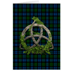 Celtic Trinityfnurra och klanCampbell Tartan Hälsningskort