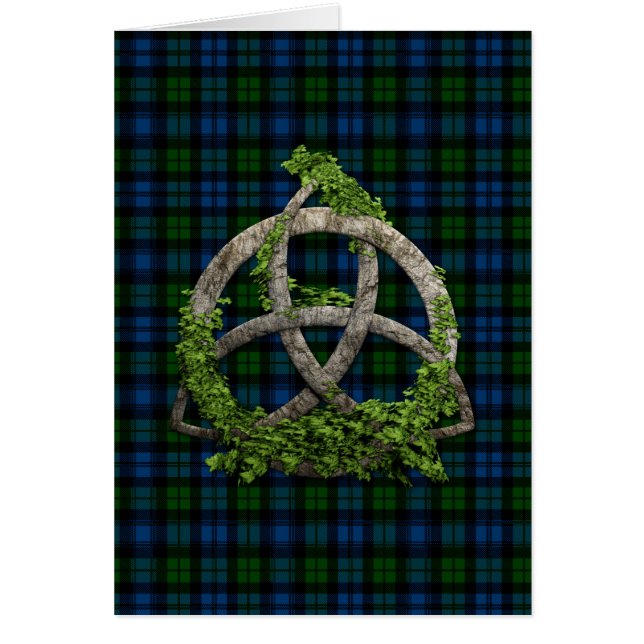 Celtic Trinityfnurra och klanCampbell Tartan Hälsningskort (Framsidan)