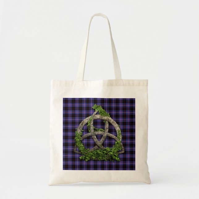 Celtic Trinityfnurra och klanDunlap Tartan Tygkasse (Framsidan)