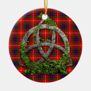Celtic Trinityfnurra och klanFraser Tartan Julgransprydnad Keramik