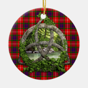 Celtic Trinityfnurra och klanFraser Tartan Julgransprydnad Keramik