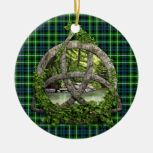 Celtic Trinityfnurra och klanGraham Tartan Julgransprydnad Keramik