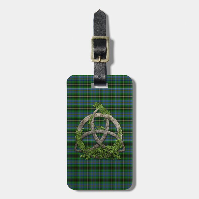 Celtic Trinityfnurra och klanMacInnes Tartan Bagagebricka (Vertikal Framsida)