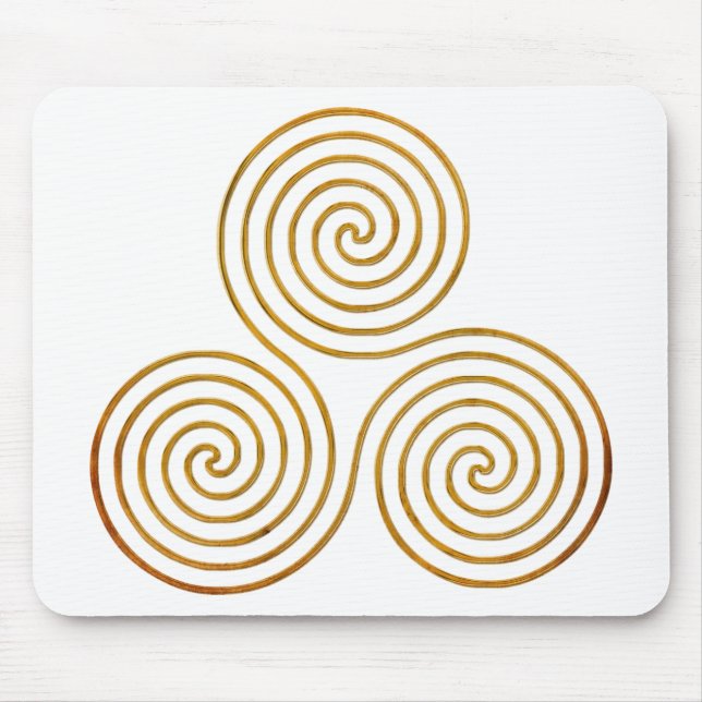 celtic triple spiral - OneLine antique guld Musmatta (Framsidan)