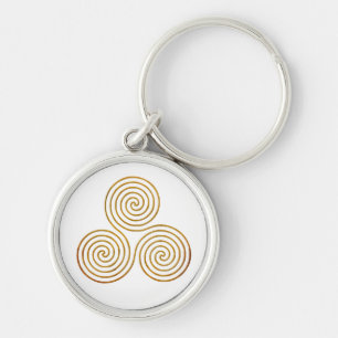 celtic triple spiral - OneLine antique guld Rund Silverfärgad Nyckelring