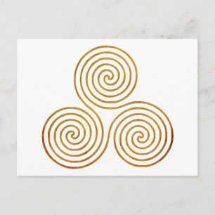 celtic triple spiral - OneLine antique guld Vykort