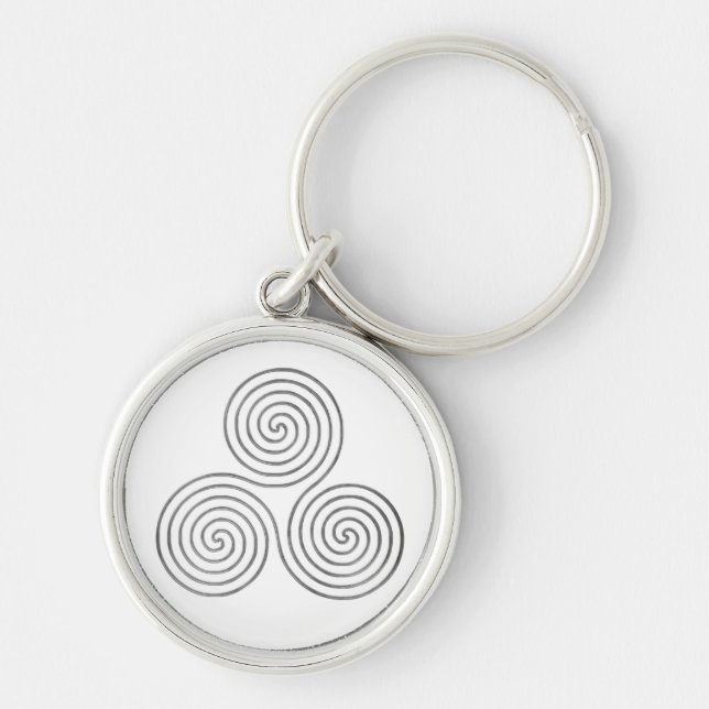 celtic triple spiral - OneLine antique silver Rund Silverfärgad Nyckelring (Framsidan)