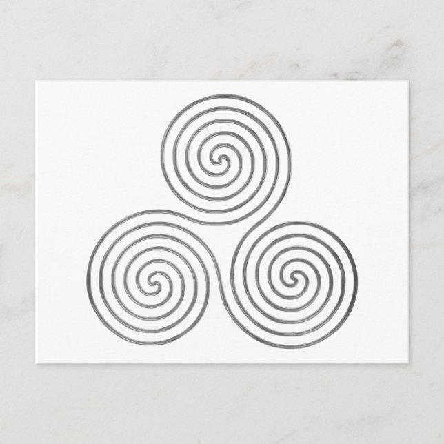 celtic triple spiral - OneLine antique silver Vykort (Framsida)