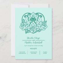 Celtic Triquetra Hjärtat Knot Flora Teal Handfasta