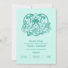 Celtic Triquetra Hjärtat Knot Flora Teal Handfasta Inbjudningar
