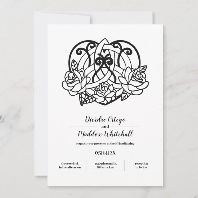 Celtic Triquetra Hjärtklump Blommigt Handtag Inbjudningar (Framsida)
