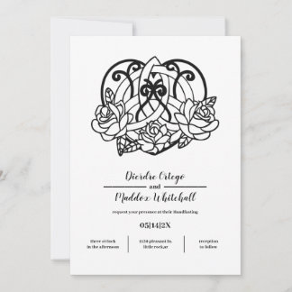 Celtic Triquetra Hjärtklump Blommigt Handtag Inbjudningar