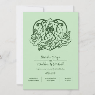 Celtic Triquetra Irish Heart Grönt Handfastande Inbjudningar