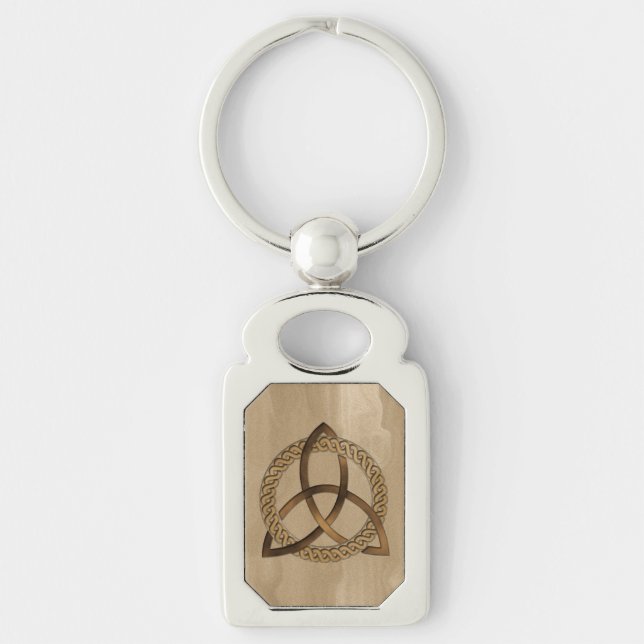 Celtic Triquetra Trinity Knot Keychain Rektangulärt Silverfärgad Nyckelring (Framsidan)