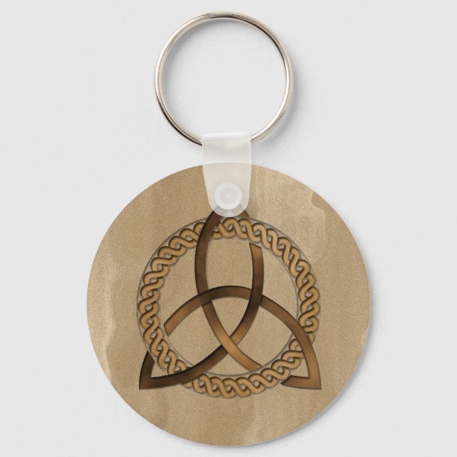 Celtic Triquetra Trinity Knot Round Keychain Nyckelring (Framsida)