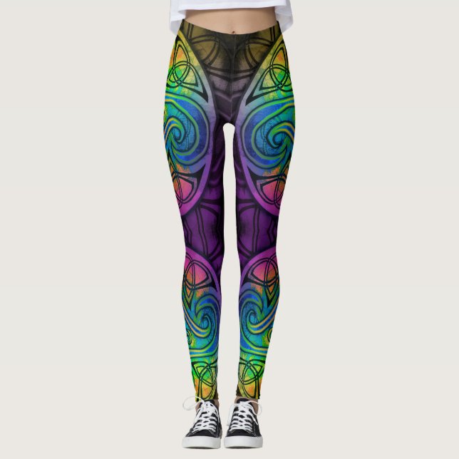 Celtic Triskele bunte Leggings (Framsida)