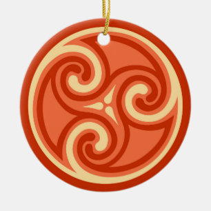 Celtic Triskele Mönster, Mandarin Orange Julgransprydnad Keramik