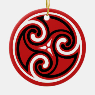 Celtic Triskele Mönster, Red, Black and White Julgransprydnad Keramik